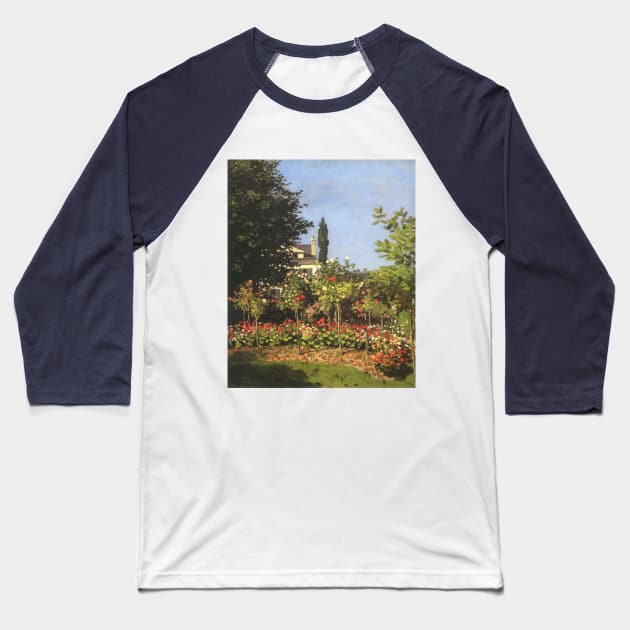 Flowering Garden by Claude Monet Baseball T-Shirt by MasterpieceCafe